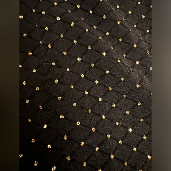 Elegant Black Polka Gold Dot Dress - Picture 2 of 6